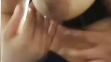 Chubby shy Indian girl showing round boobs to lover