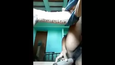 horny girl masturbating with big belon