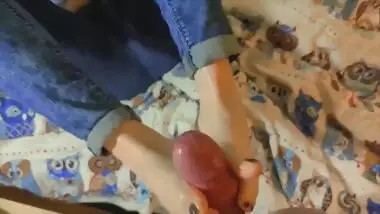 Footjob with tight jeans from teen stepsister POV