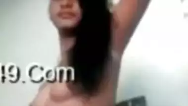 Sexy college girl showing her boobs and pussy