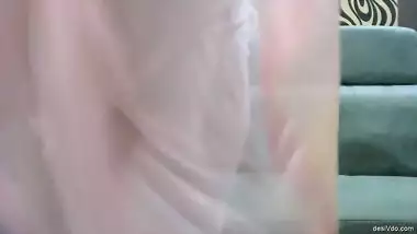 Horny Bhabhi Zoya Stripping Saree Pressing her boobs